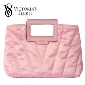 Victoria's Secret Satin Chevron Quilted Cosmetic Bag